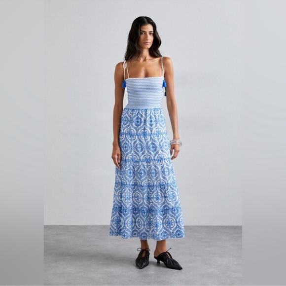 Alice + Olivia Womens  Marna Tiered Maxi Tie Strap Dress - Picture 2 of 7